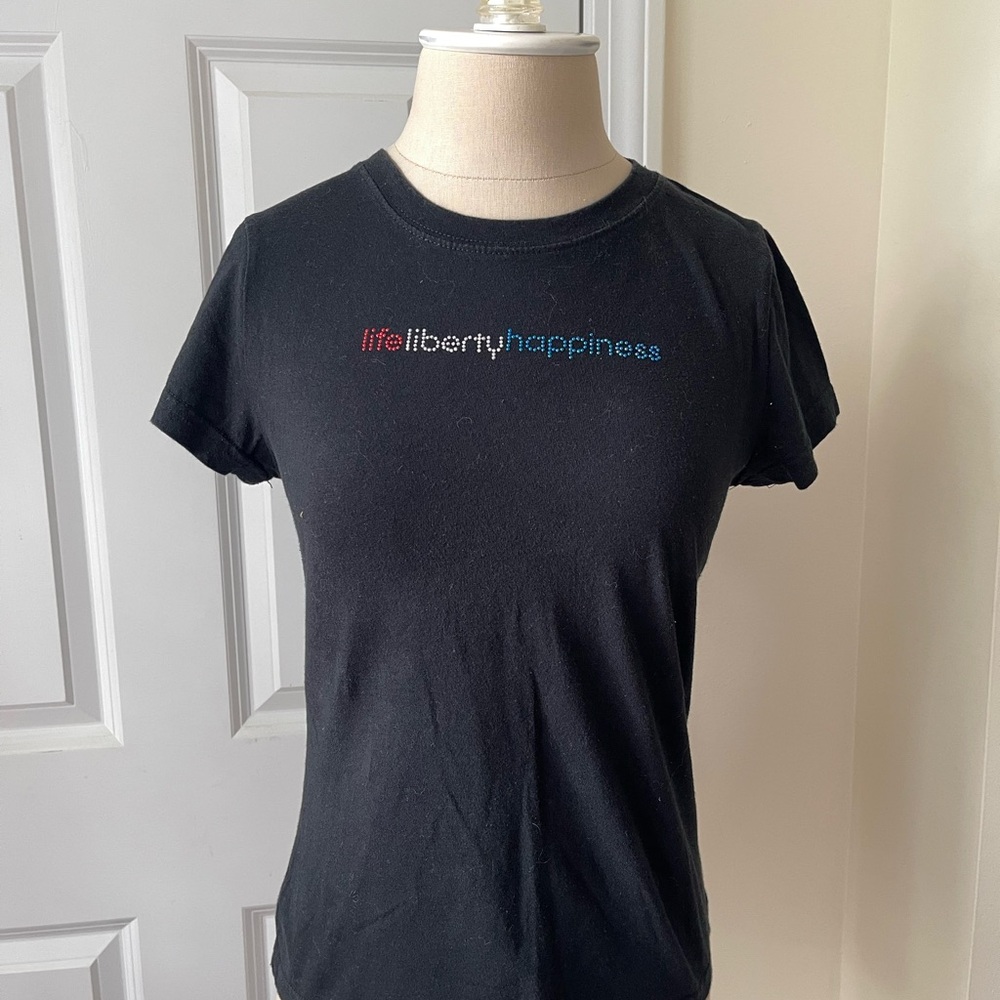 Black T-Shirt “Life Liberty Happiness”